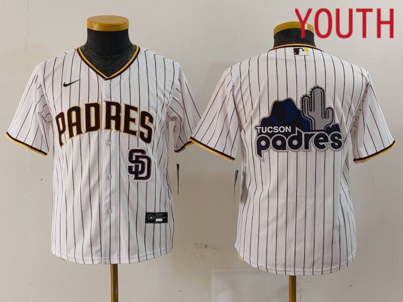 Youth San Diego Padres Blank White stripe Game 2024 Nike MLB Jersey style 4->youth mlb jersey->Youth Jersey